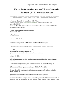Ficha Informativa de los Humedales de Ramsar (FIR) – Versión