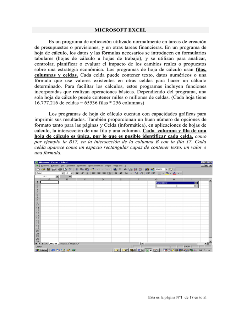Hoja De Cálculo, Programa De, En Informática, Programa De