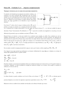 Trabajo y potencia en un circuito eléctrico resistivo