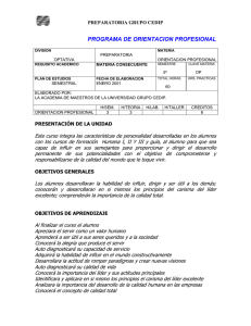 PROGRAMA DE ORIENTACION PROFESIONAL PREPARATORIA GRUPO CEDIP