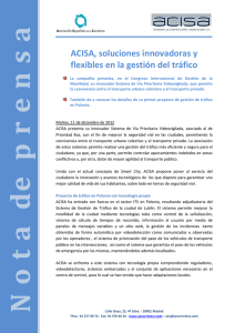 Nota de prensa ACISA, soluciones innovadoras y flexibles en la