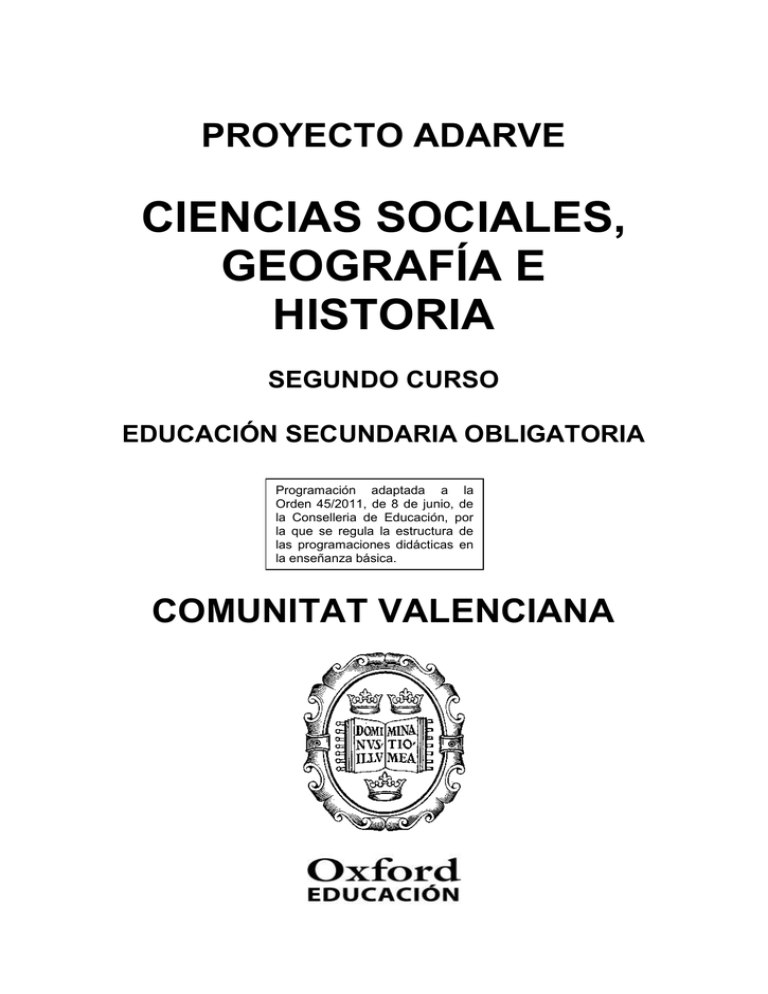 CIENCIAS SOCIALES, GEOGRAFÍA E HISTORIA PROYECTO ADARVE