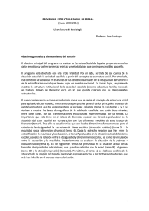 PROGRAMA  ESTRUCTURA SOCIAL DE ESPAÑA Licenciatura de Sociología