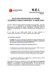 N.E.I. SELECCIÓN DISPOSICIONES DE INTERÉS ECONÓMICO CONSEJO MINISTROS 16 ENERO 2009