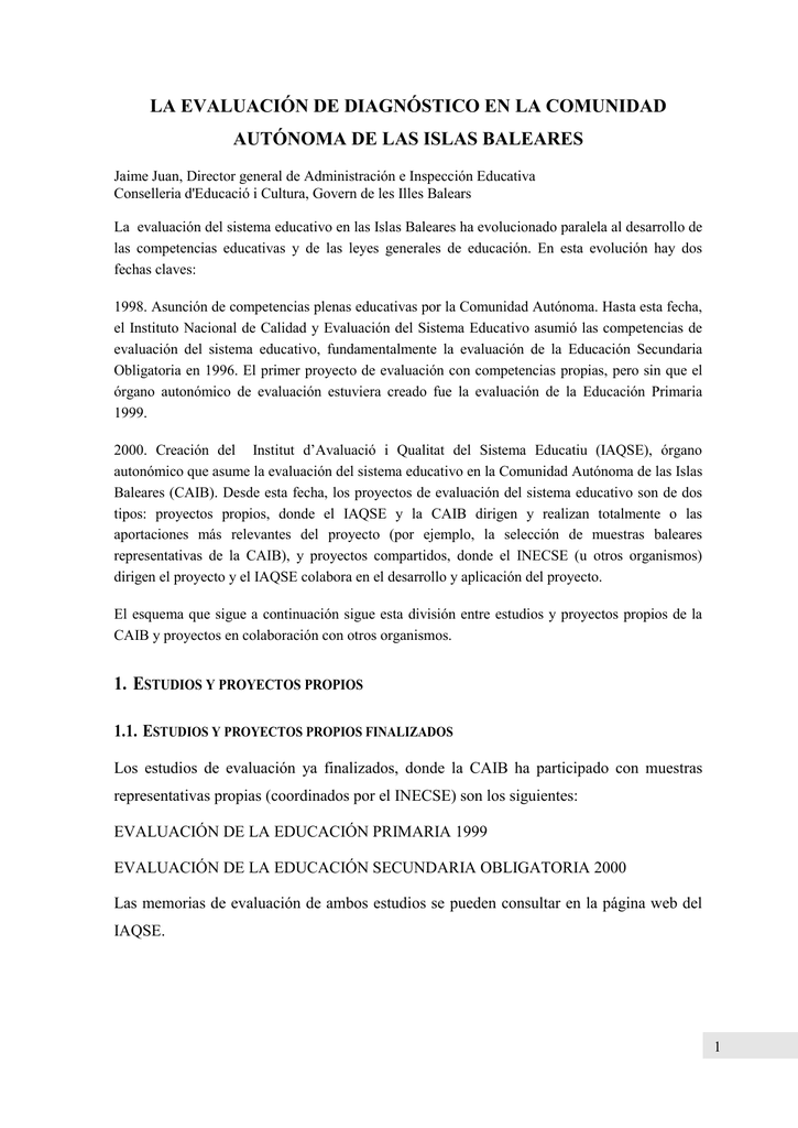 LA EVALUACIÓN DE DIAGNÓSTICO EN LA COMUNIDAD