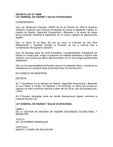 DL 16998 Ley Gral Higiene, Seguridad Ocupacional y