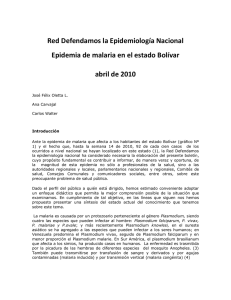 Red Defendamos la Epidemiología Nacional Epidemia de malaria