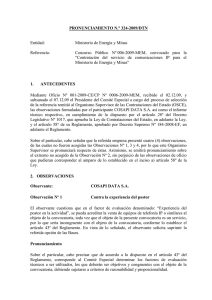 PRONUNCIAMIENTO N.° 324-2009/DTN  Entidad: Ministerio de Energía y Minas