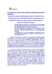los controles &eacute;ticos de la actividad biom&eacute;dica