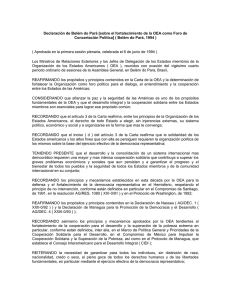 Declaración de Belém do Pará [sobre el fortalecimiento de la... Concertación Política] ( Belém do Pará, 1994 )
