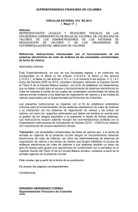 Circular Externa 015 - Superintendencia Financiera de Colombia