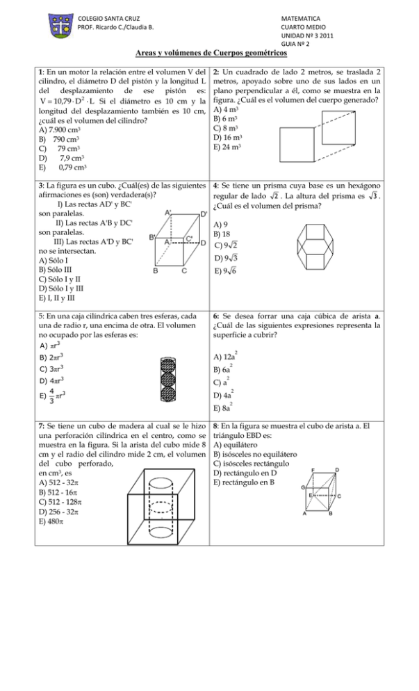 Areas Y Volúmenes De Cuerpos Geométricos