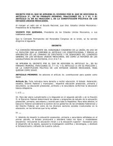 Decreto por el que se reforma el Art&iacute;culo Tercero Constitucional y