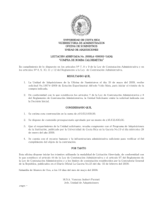 UNIVERSIDAD DE COSTA RICA VICERRECTORIA DE ADMINISTRACION OFICINA DE SUMINISTROS