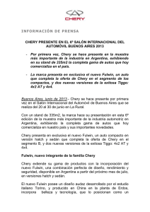 CHERY – Info de prensa – SALÓN DEL AUTOMOVIL – Junio 2013