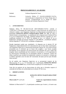 PRONUNCIAMIENTO N°  119 -2013/DSU Entidad: Gobierno Regional de Tacna