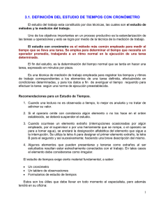 3.1. DEFINICIÓN DEL ESTUDIO DE TIEMPOS CON CRONÓMETRO