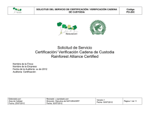 Registro de Operaciones para Aprobaci&oacute;n de Cadena de Custodia