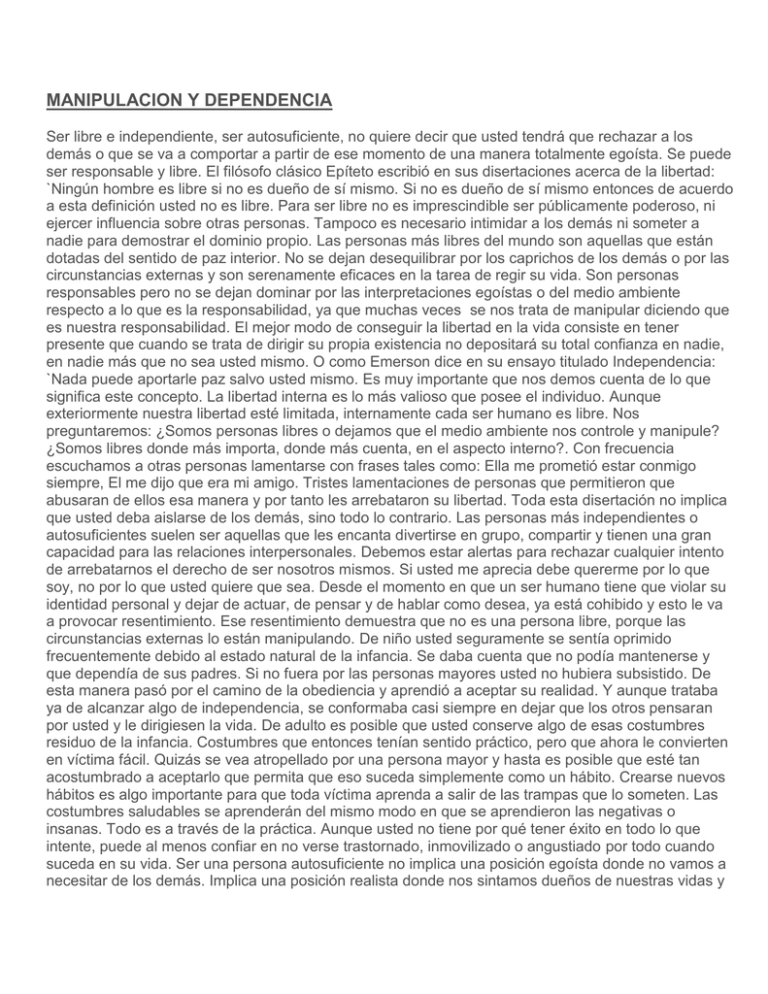MANIPULACION Y DEPENDENCIA MANIPULACION Y DEPENDENCIA