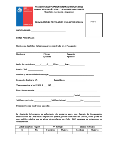 AGENCIA DE COOPERACIÓN INTERNACIONAL DE CHILE (Usar letra mayúscula e imprenta)