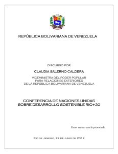 REPÚBLICA BOLIVARIANA DE VENEZUELA DISCURSO POR