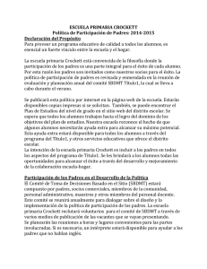 ESCUELA PRIMARIA CROCKETT Política de Participación de