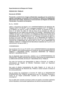 Superintendencia de Riesgos del Trabajo RIESGOS DEL TRABAJO Resolución 497/2003