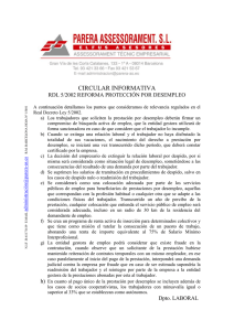 CIRCULAR INFORMATIVA RDL 5/2002 REFORMA PROTECCIÓN POR DESEMPLEO