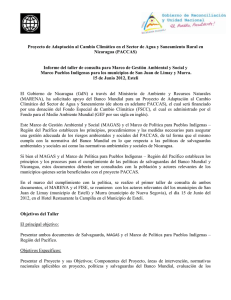 Proyecto de Adaptación al Cambio Climático en el Sector de... Nicaragua (PACCAS)