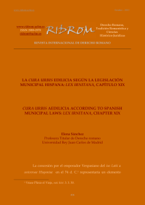 La cura urbis edilicia según la legislación municipal hispana: lex