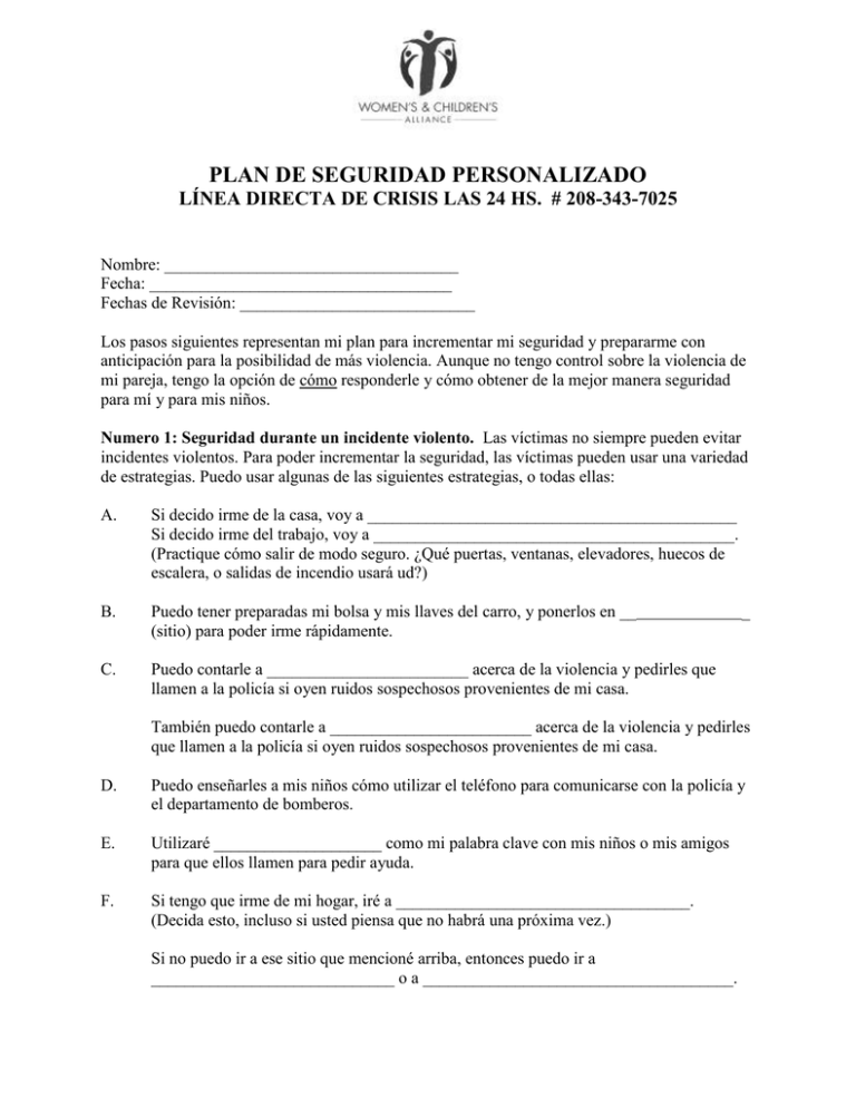 Clients copy of Safety Plan Spanish