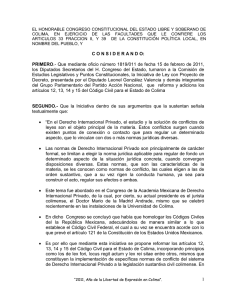 EL HONORABLE CONGRESO CONSTITUCIONAL DEL ESTADO LIBRE Y SOBERANO DE