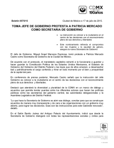 TOMA JEFE DE GOBIERNO PROTESTA A PATRICIA MERCADO  Boletín 0575/15