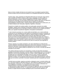 Discurso completo de Néstor Kirchner en Venezuela