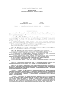 Decreto de Creaci&oacute;n del Hospital Civil de Culiac&aacute;n