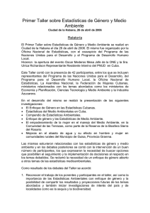 Primer Taller sobre Estadísticas de Género y Medio Ambiente  Relatoría