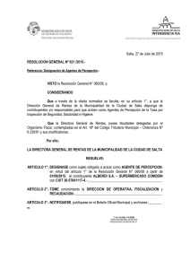 RESOLUCIÓN GENERAL N°021/2015 Designación de Agentes de