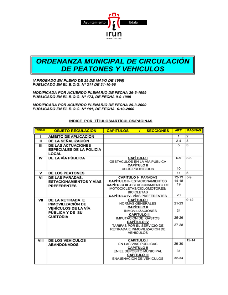 ORDENANZA DE TRAFICO - Ayuntamiento De Irun