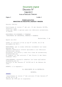 Documento original Decreto N° 246/012 Fecha de Publicación: 10