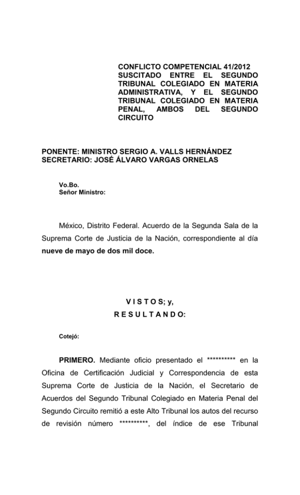 CONFLICTO COMPETENCIAL 41 2012 Suprema Corte De Justicia