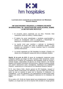 HM SANCHINARRO ORGANIZA LA PRIMERA REUNIÓN INTERNACIONAL DE “INVESTIGACIÓN TRASLACIONAL SOBRE