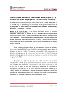 Navarra ha realizado inversiones públicas por 201,9 millones de