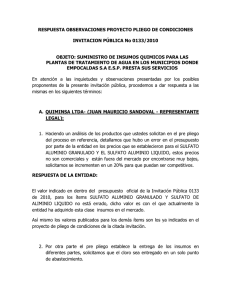 RESPUESTA OBSERVACIONES PROYECTO PLIEGO DE CONDICIONES  INVITACION PÚBLICA No 0133/2010