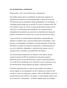 Uso de Restricción y Aislamiento (Política Núm. 3317, Uso de