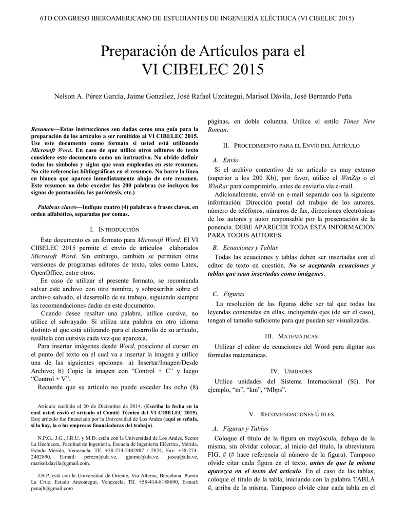 Cibelec 15 Articulo Formato Word