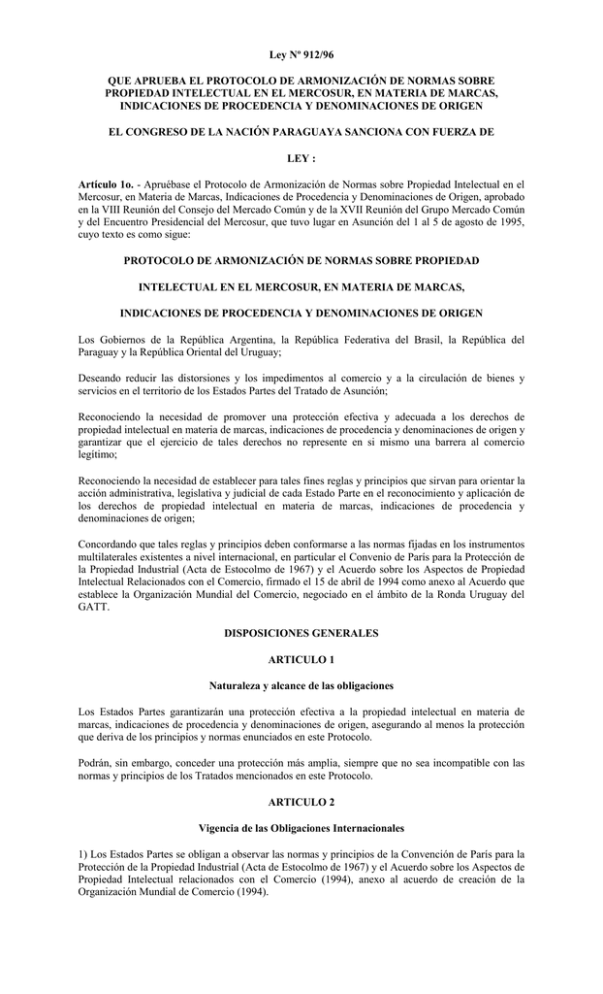 Protocolo De Buenos Aires Sobre Armonizaci n De Reglas Relativas A
