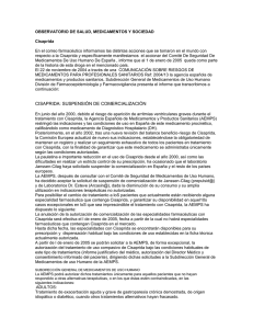 OBSERVATORIO DE SALUD, MEDICAMENTOS Y SOCIEDAD  Cisaprida