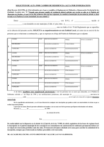 solicitud de alta por cambio de residencia (alta por inmigracion)