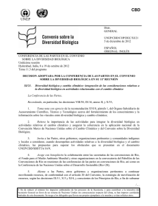 XI/21. Diversidad biológica y cambio climático: integración de las