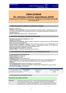 OMALIZUMAB En urticaria crónica espontánea (UCE) Fecha 05/05/2015